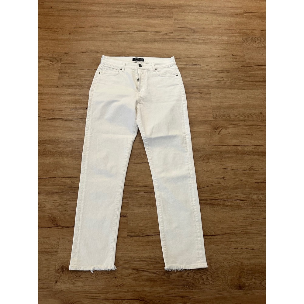 Peruvian Connection Cimarron Jeans Women's 10 White Raw Hem Button Fly Skinny